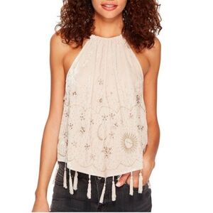 Free People Suede Beaded Halter top